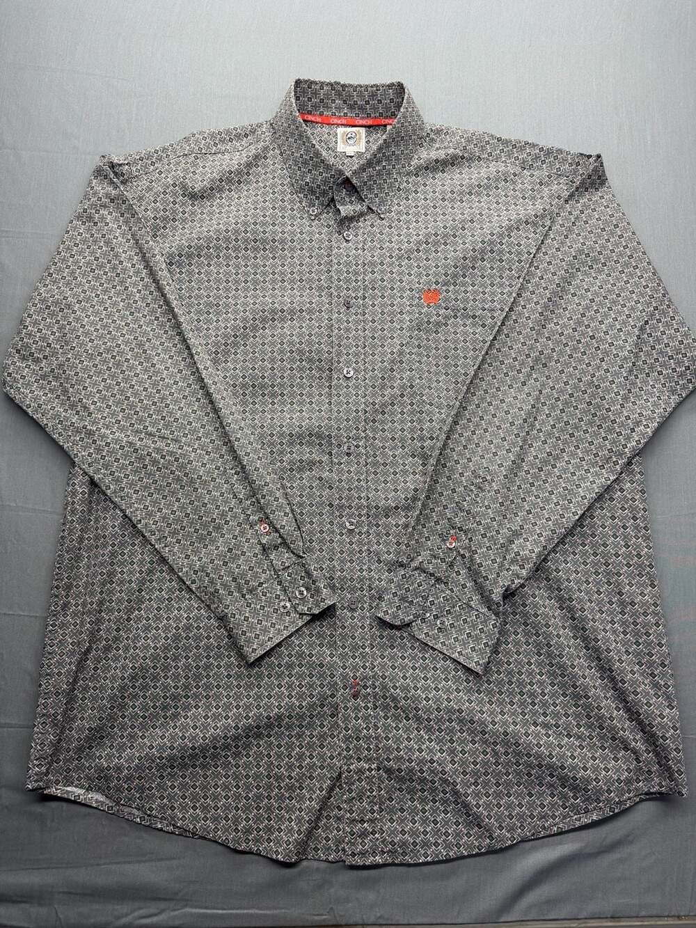 Cinch Men's Black Geometric Print Long Sleeve Button Down Western Shirt XL